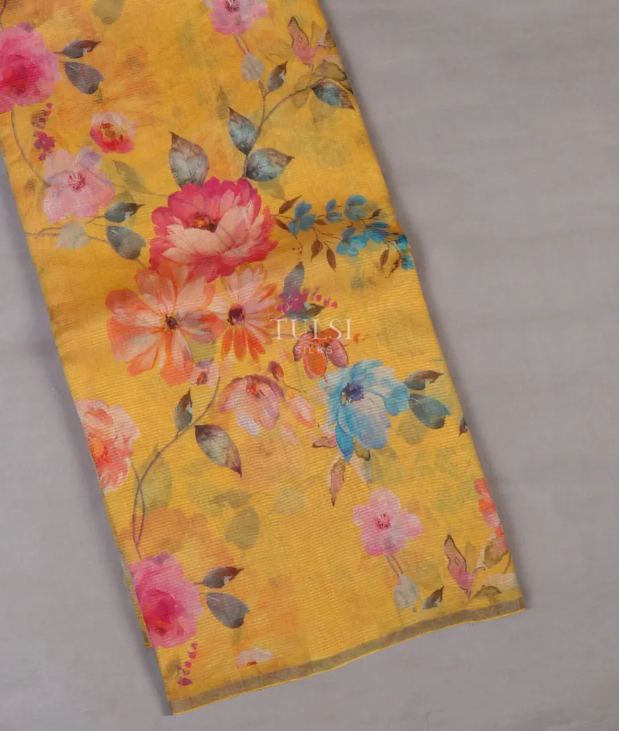 Yellow Tissue Organza Printed Saree T629359-image