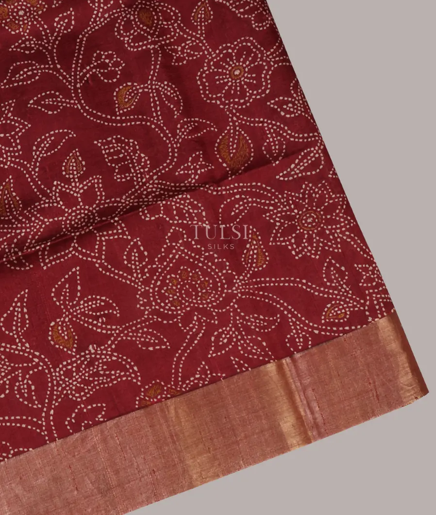 Maroon Printed Raw Silk Saree T642891-image