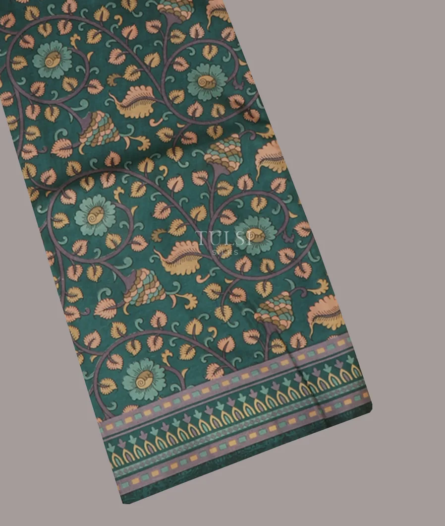 Greenish Blue Printed Silk Saree T575258-1-image