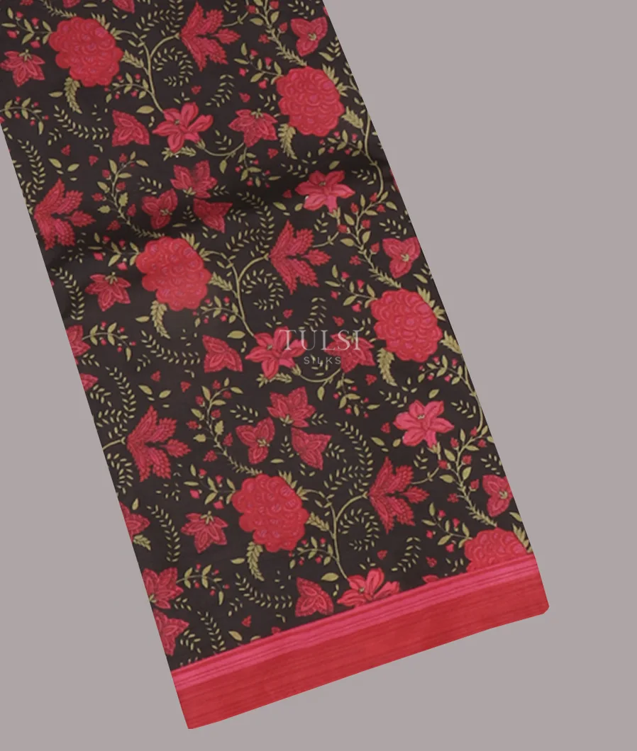 Black Printed Silk Saree T518899-image