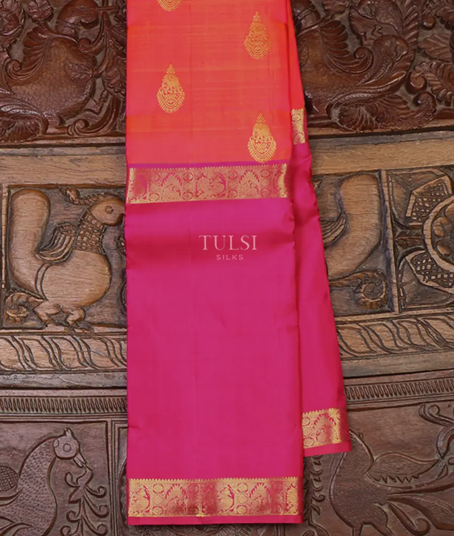 Orangish Pink Kanjivaram Silk Saree T646367-image