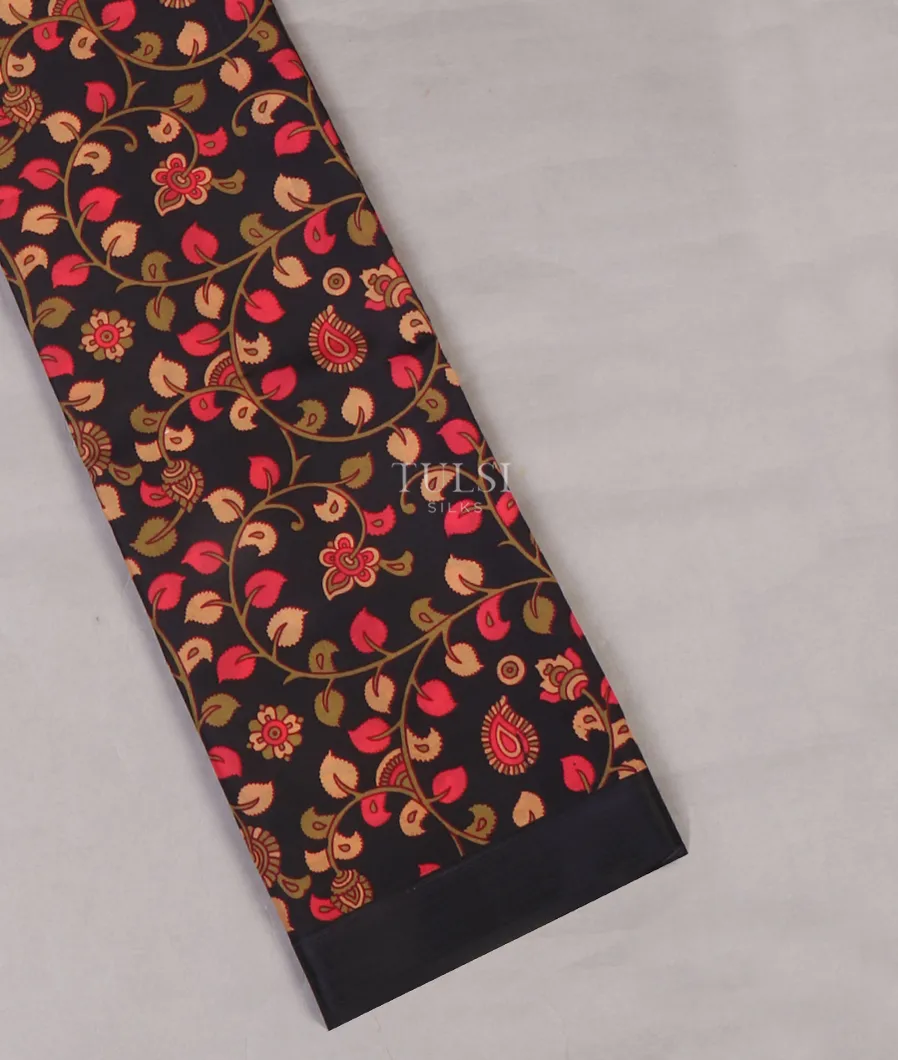 Black Printed Silk Saree T628805-image
