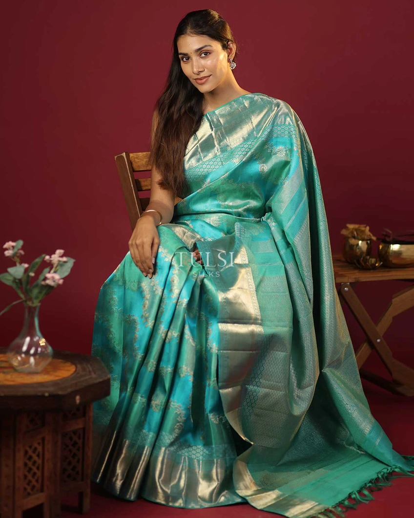 Green and Blue Kanjivaram Silk Saree T625597-image