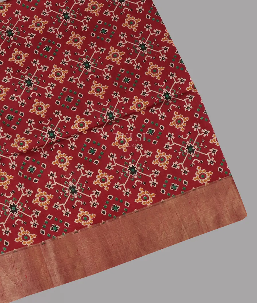 Red Printed Raw Silk Saree T642878-image
