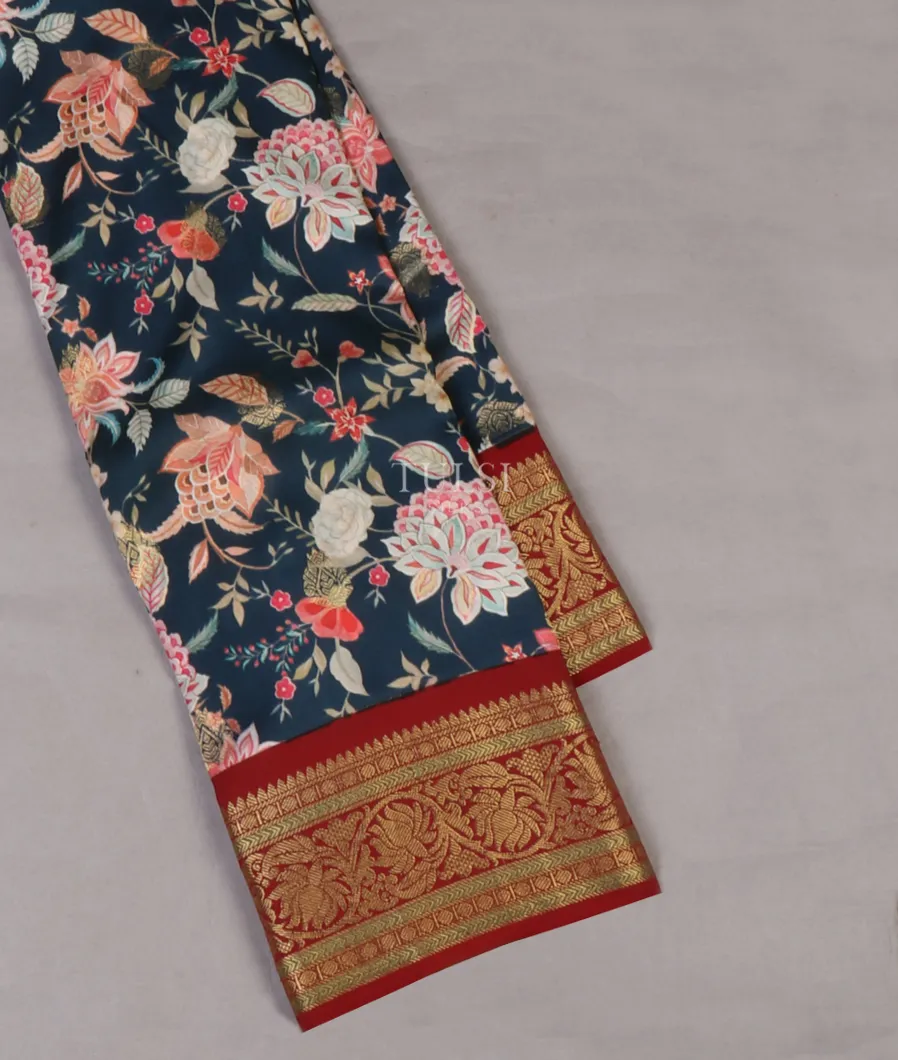 Blue Printed Soft Silk Saree T453906-image