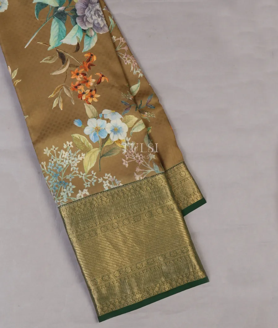 Light Brown Printed Soft Silk Saree T593781-image