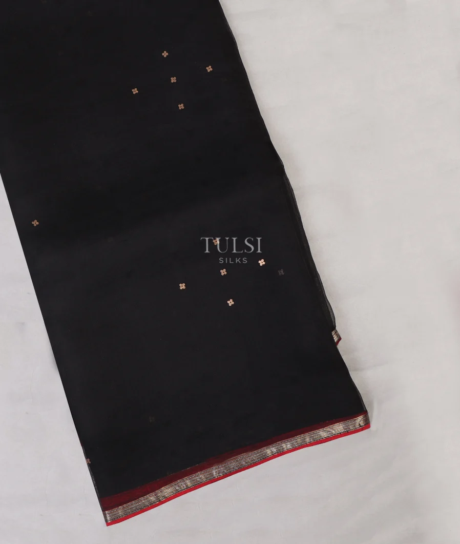 Black Woven Organza Saree T636597-image