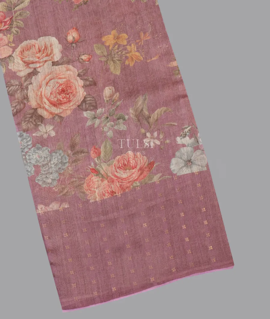 Mauve Pink Tissue Tussar Printed Saree T631035-image