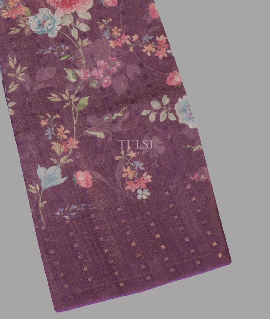 Purple Tissue Tussar Printed Saree T631031-image