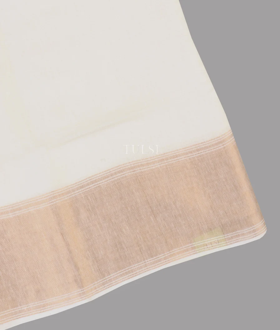Off - White Handwoven Linen Saree T585044-1-image