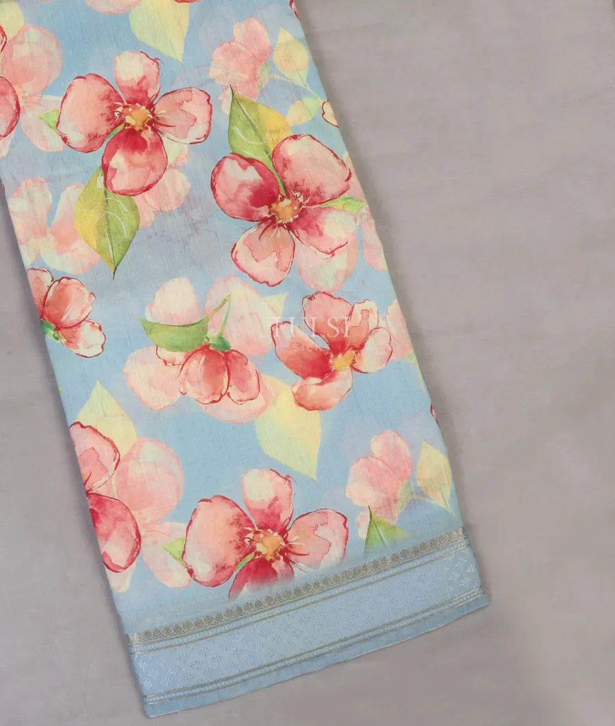 Light Blue Soft Tussar Printed Saree T623129-image