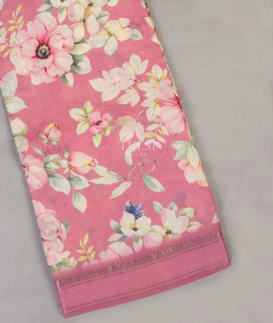 Pink Soft Tussar Printed Saree T623153-image