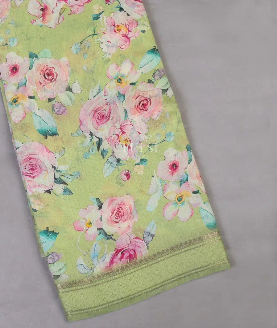 Green Soft Tussar Printed Saree T623149-image