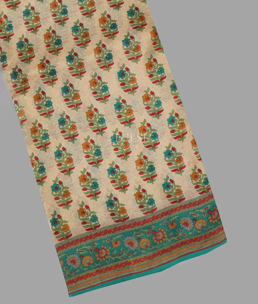 Beige Printed Silk Saree T423269-image