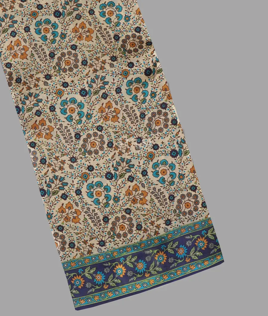 Beige Printed Silk Saree T550441-image