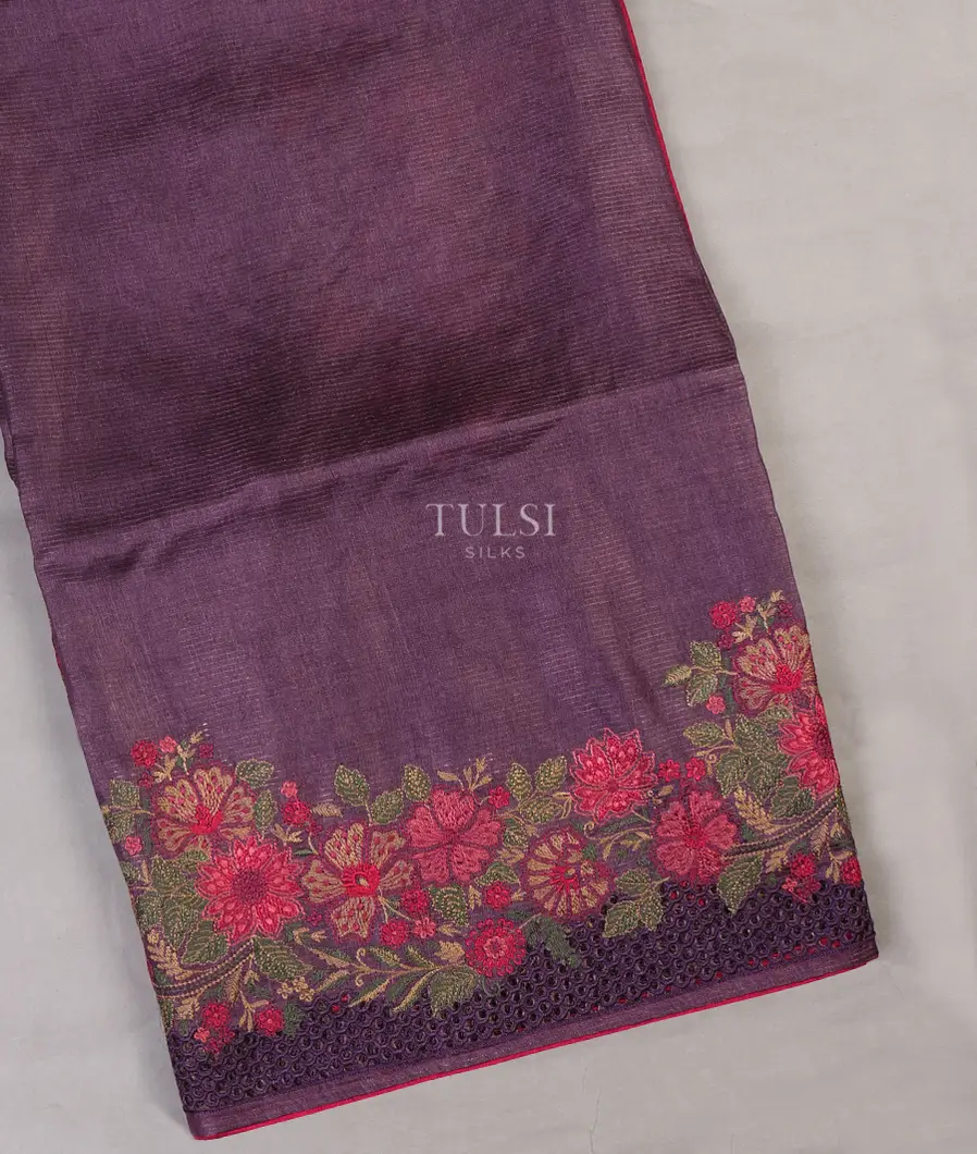 Purple Tussar Cutwork Saree T645635-image