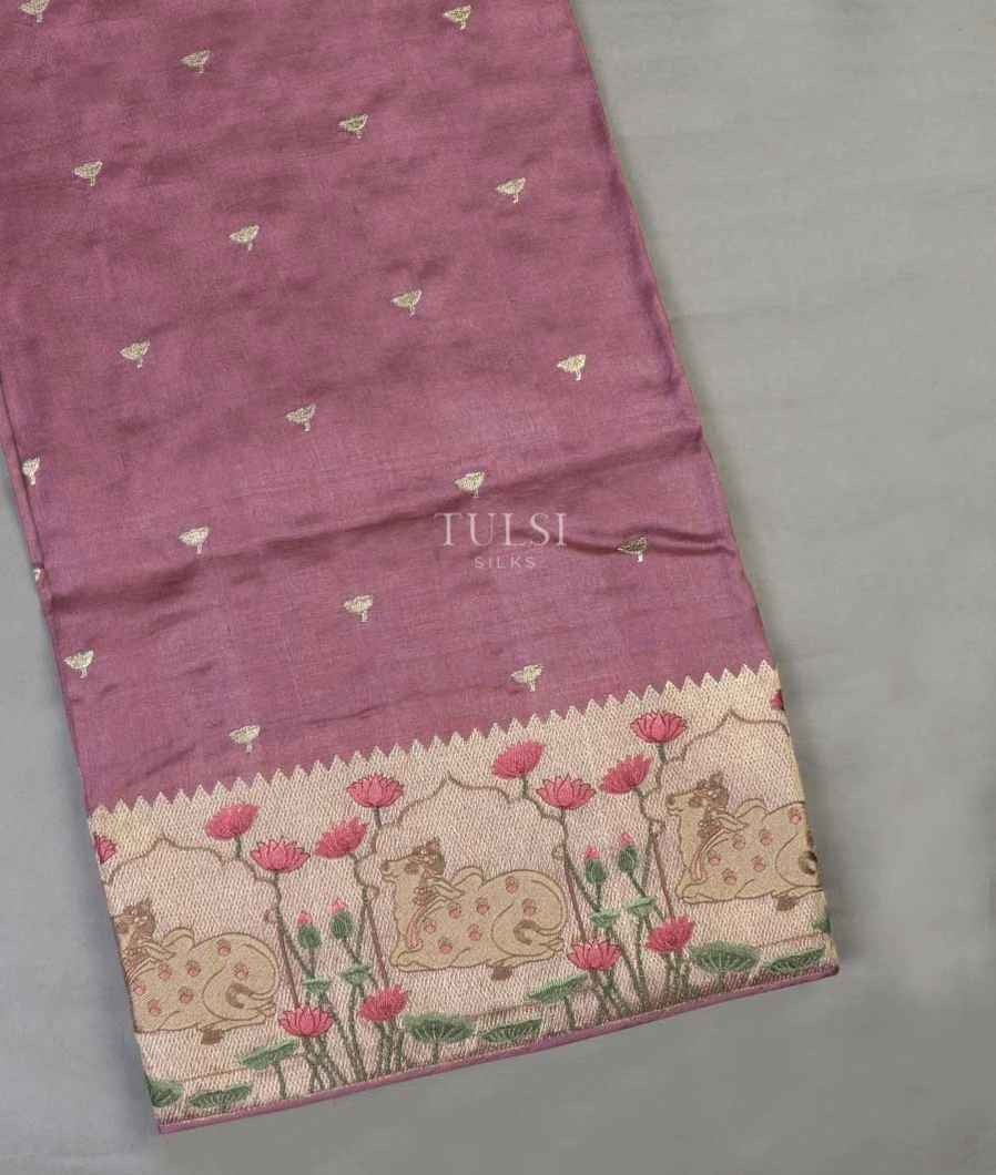 Pink Tussar Embroidery Saree T640959-image