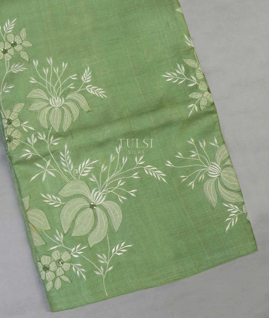Green Tussar Embroidery Saree T628784-image