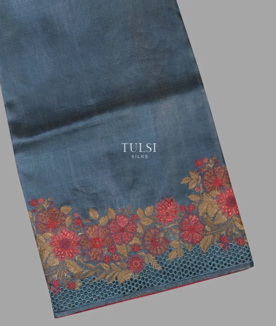 Blue Tussar Cutwork Saree T645641-image
