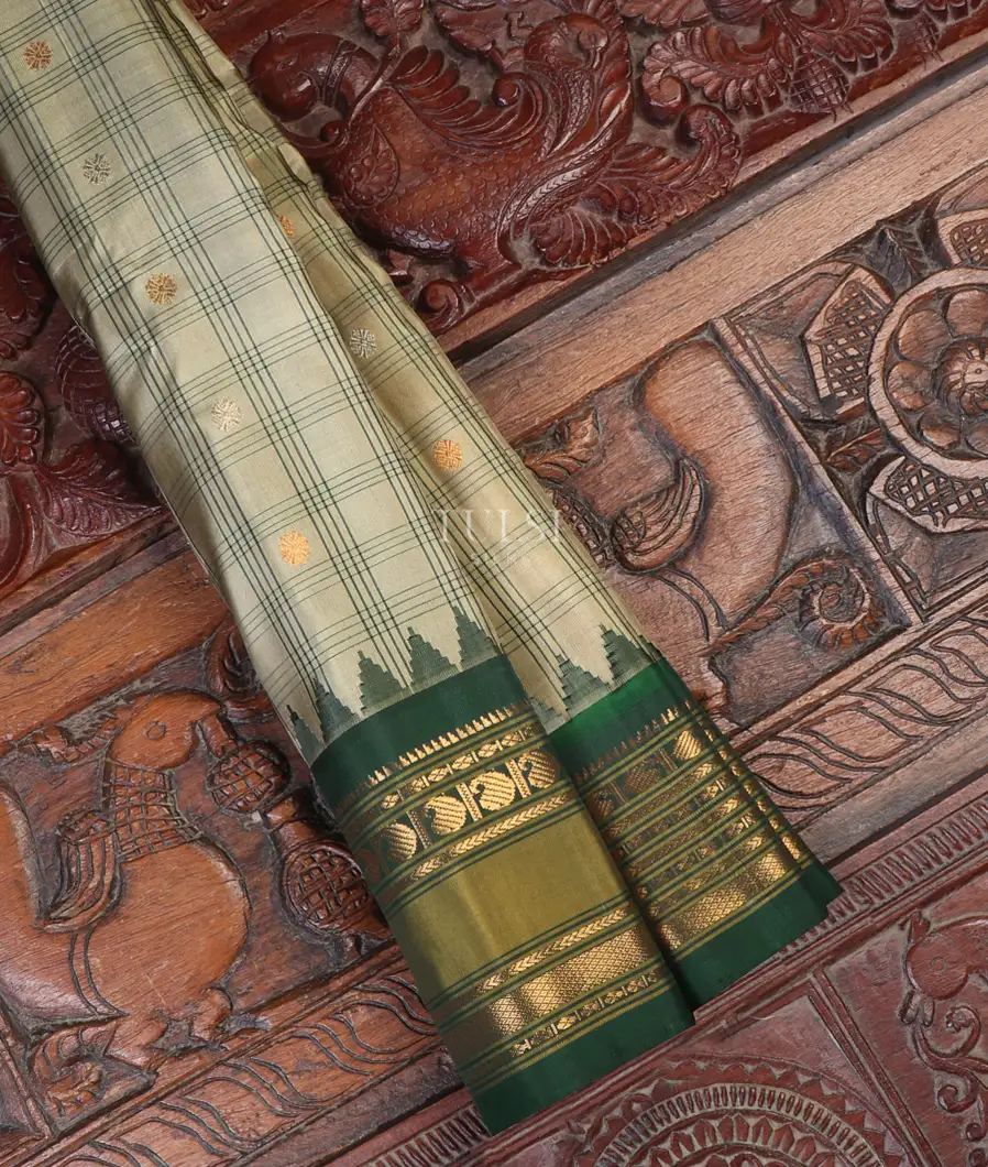 Light Greenish Beige Gadwal Silk Saree T642699-image