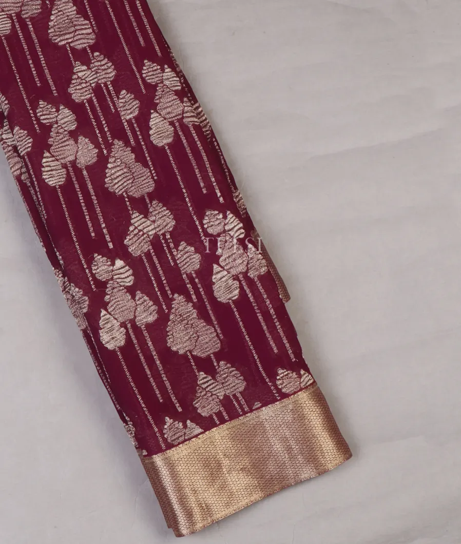 Burgundy Georgette Silk Saree T634058-image