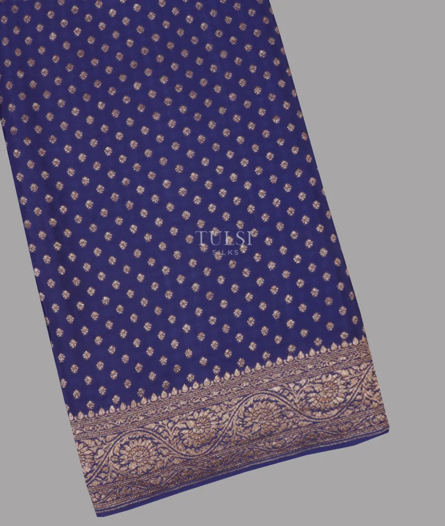 Blue Banaras Crepe Silk Saree T629643-image