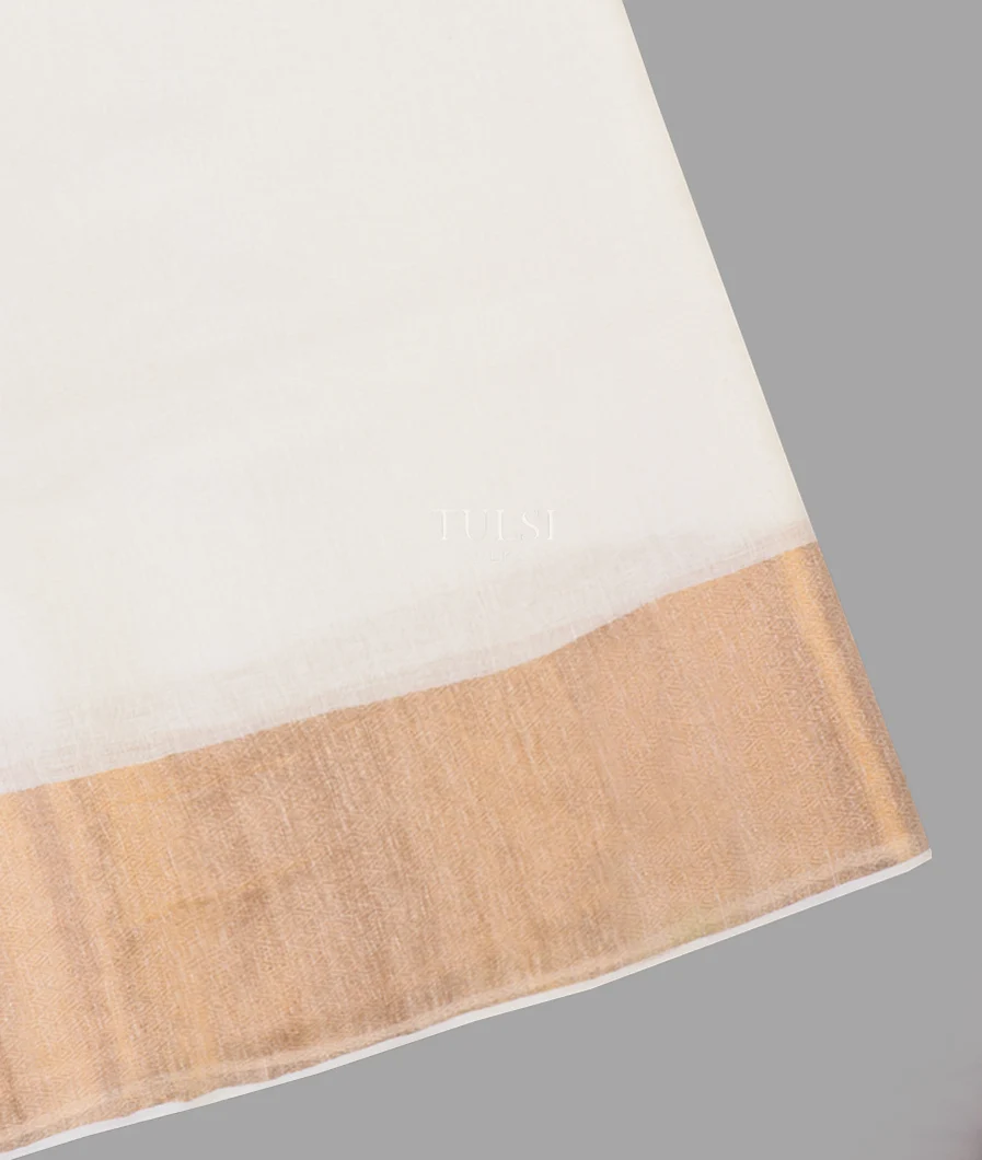 Off - White Handwoven Linen Saree T640532-image