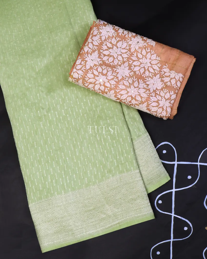 Green Banaras Linen Saree T647111-image