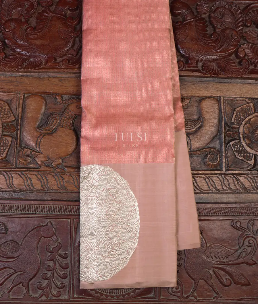 Dusty Peach Kanjivaram Silk Saree T646330-image