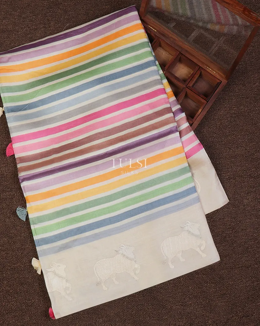 Multicolour Tussar Printed Saree T647108-image