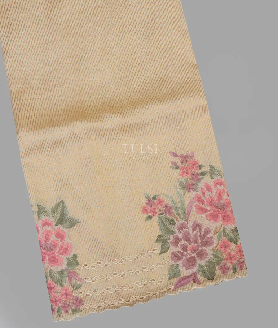 Beige Tussar Cutwork Saree T623463-image