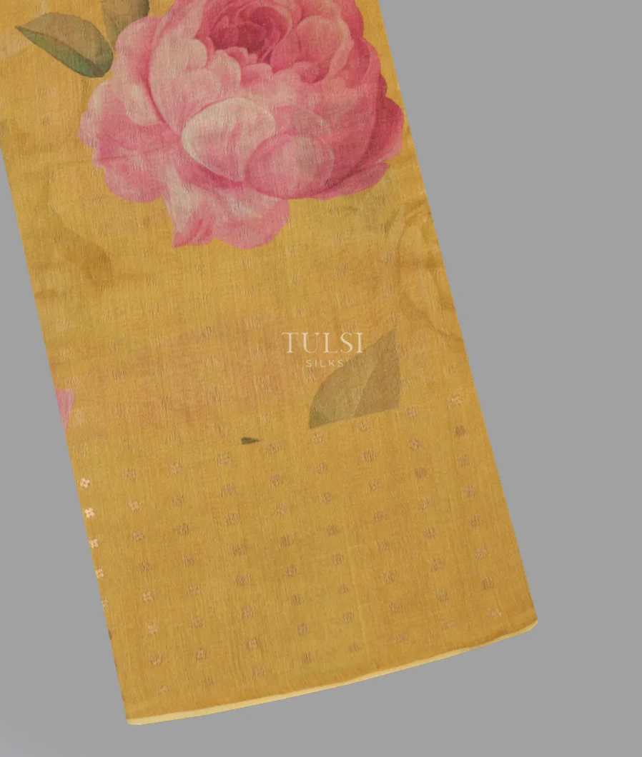 Yellow Tissue Tussar Printed Saree T628602-image