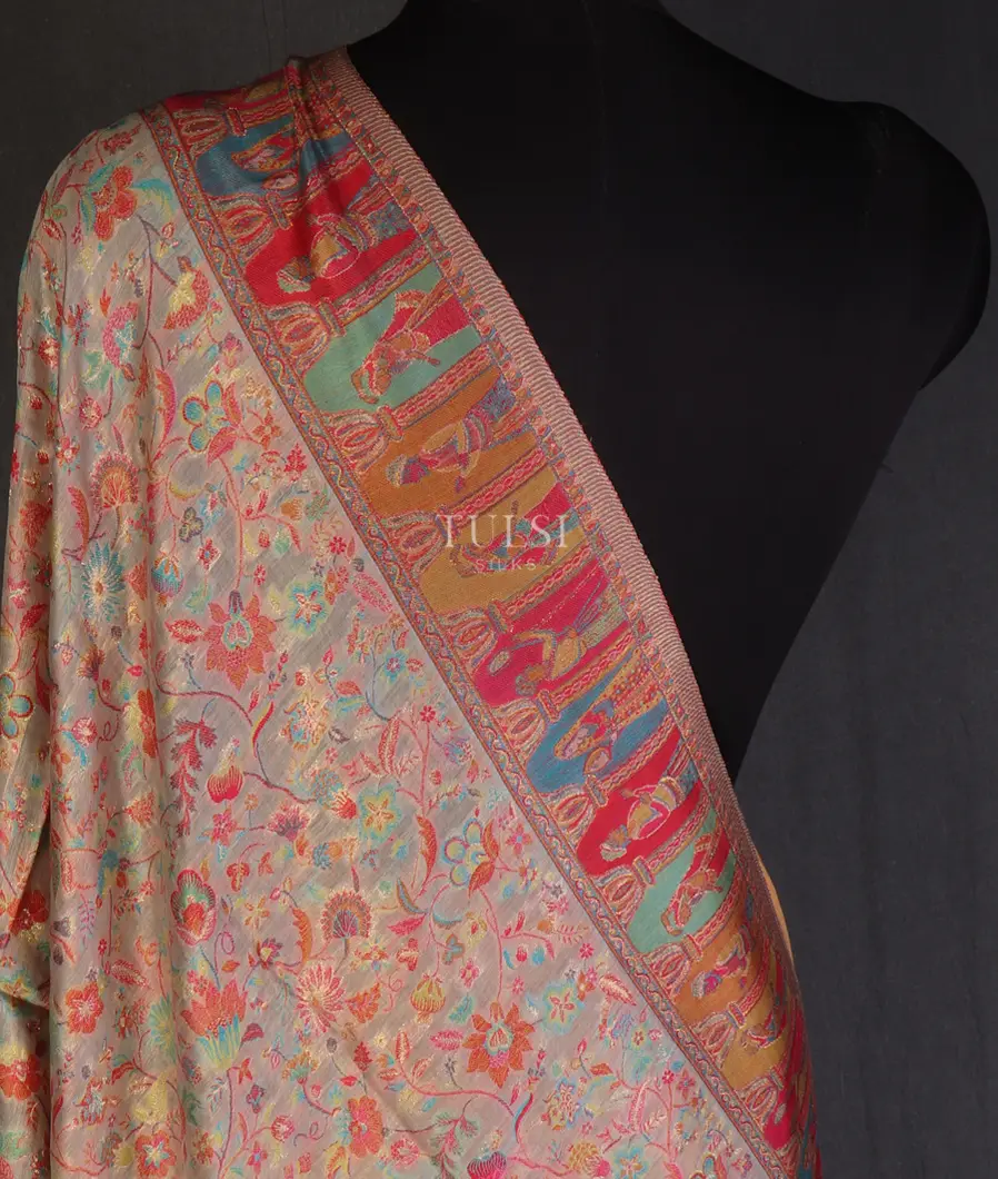 Beige Kashmir Kani Silk Dupatta T646882-image