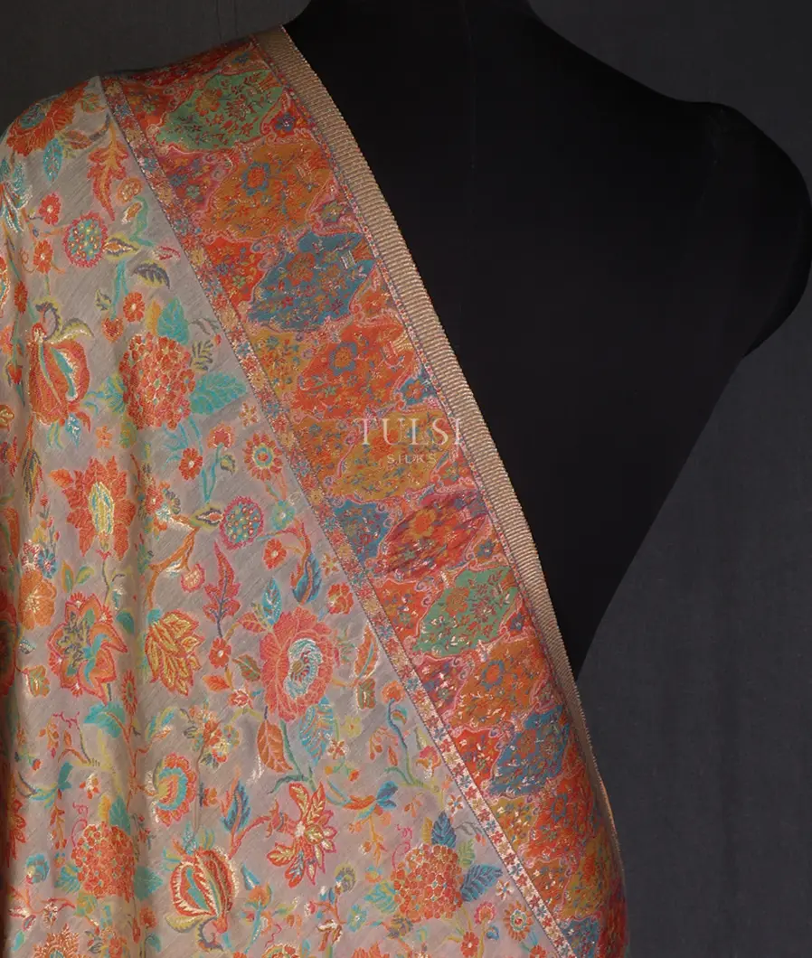 Beige Kashmir Kani Silk Dupatta T646875-image