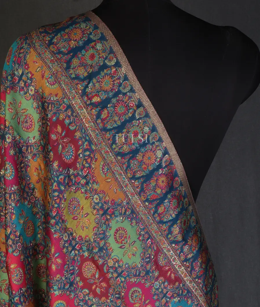 Blue Kashmir Kani Silk Dupatta T646878-image