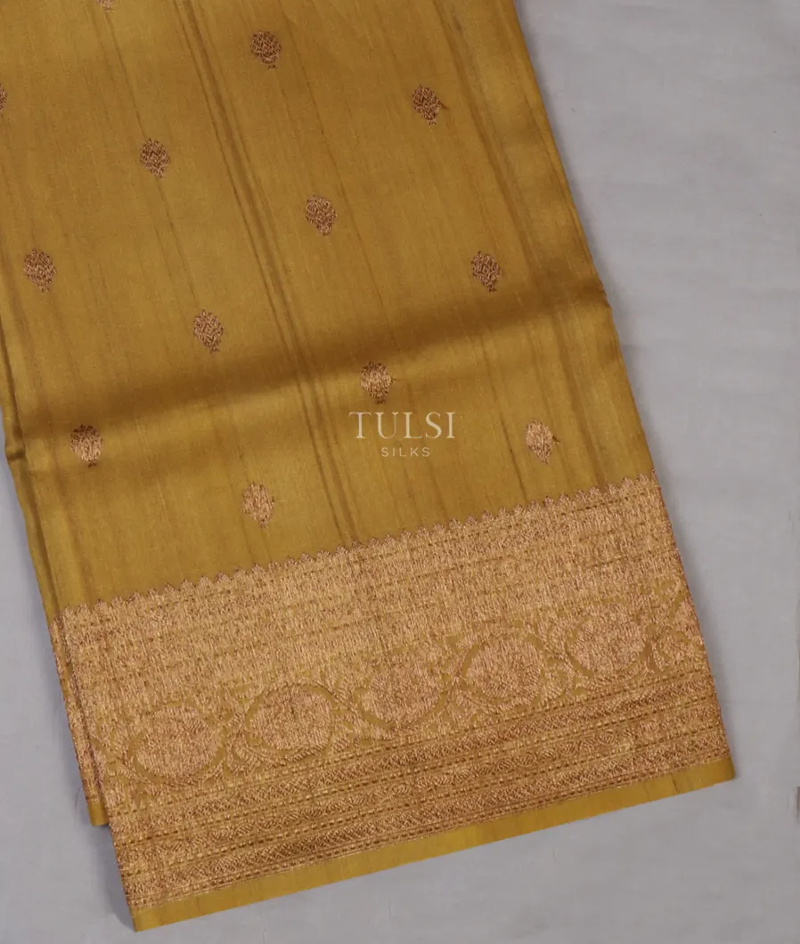 Yellow Banaras Tussar Georgette Saree T639487-image