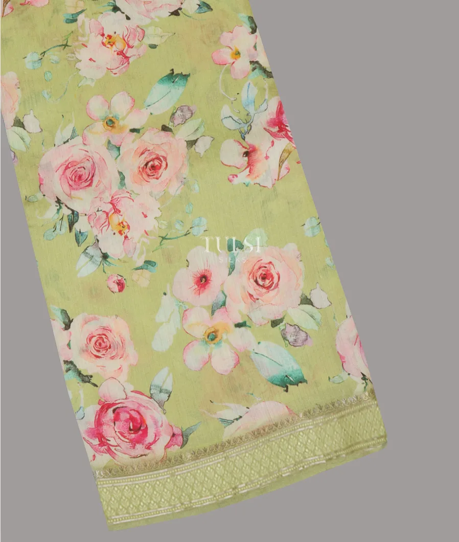 Green Soft Tussar Printed Saree T623155-image