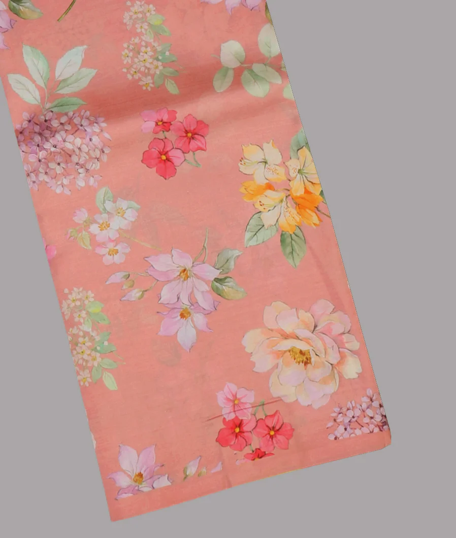 Peach Printed Silk Saree T638444-image