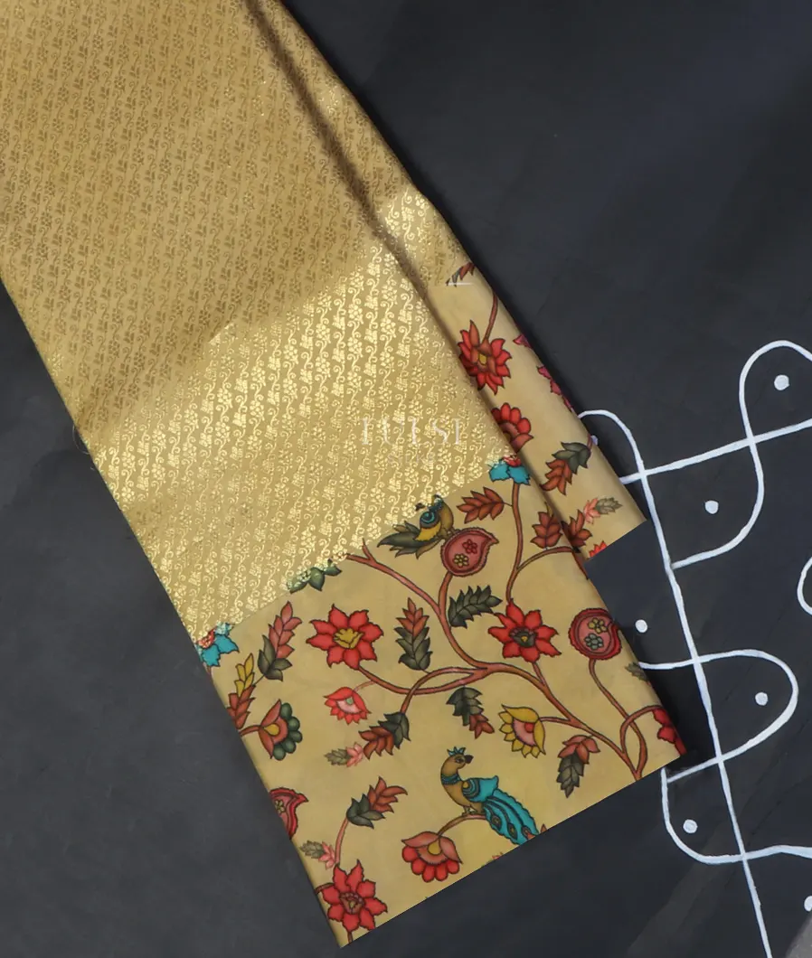 Dark Beige Printed Kanjivaram Silk Saree T642146-image
