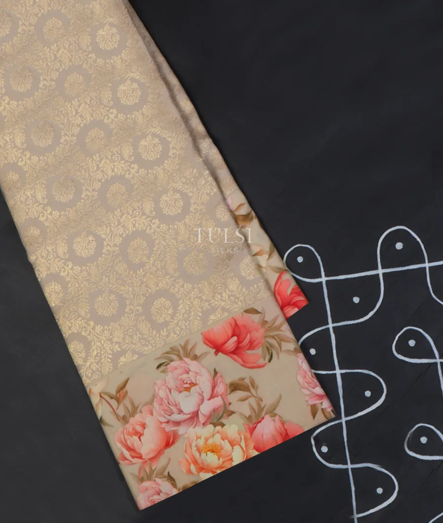 Grey Printed Kanjivaram Silk Saree T629383-image