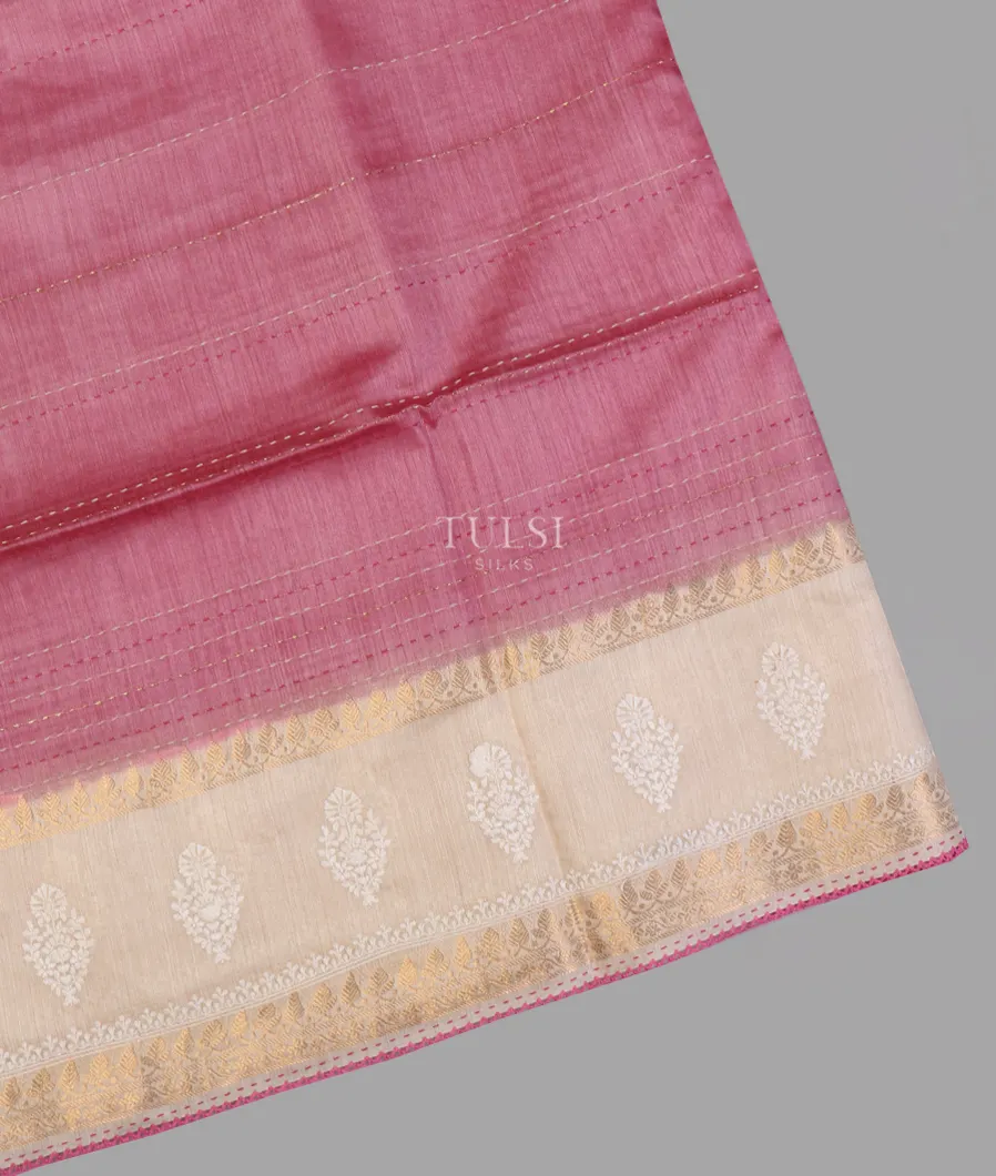 Pink Tussar Embroidery Saree T647350-image