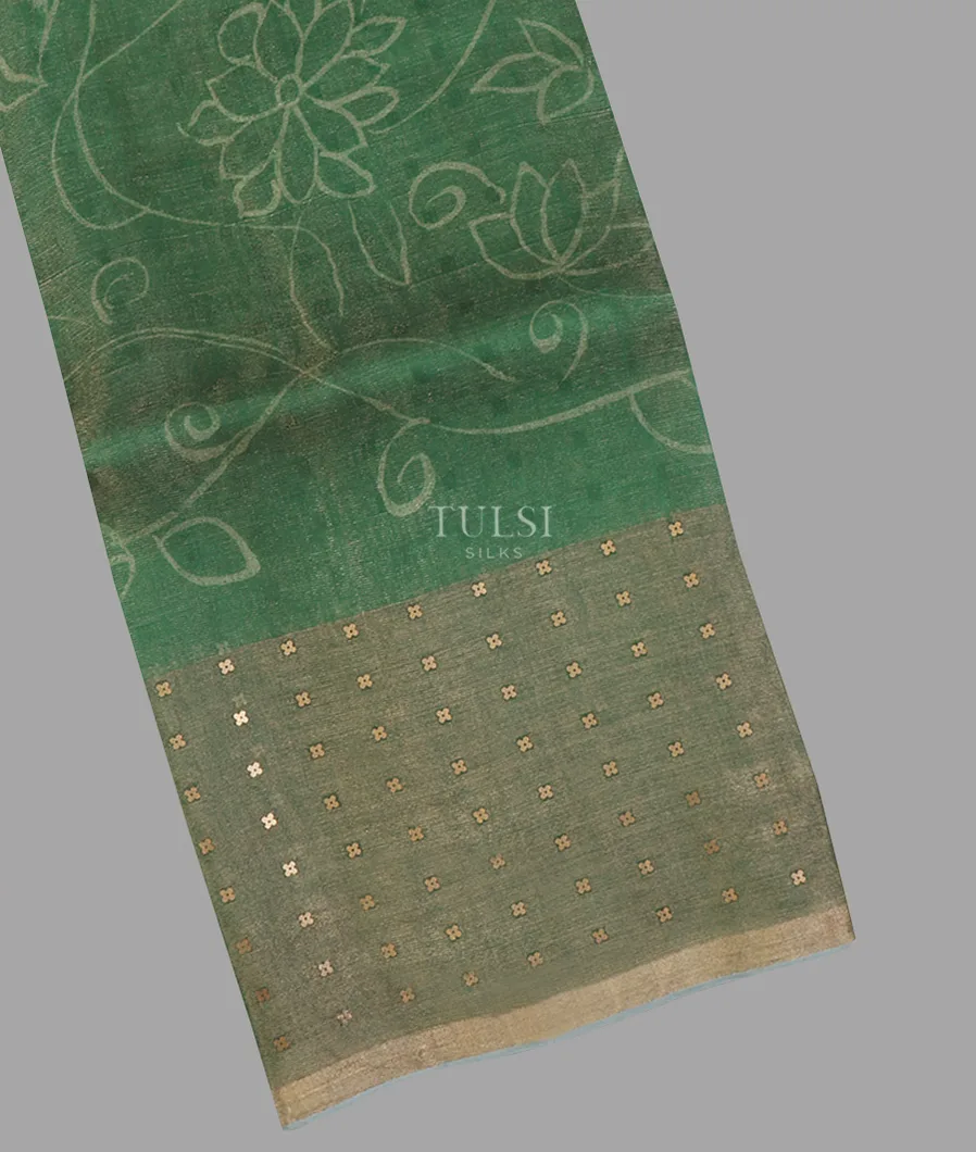 Green Tissue Organza Printed Saree T646486-image