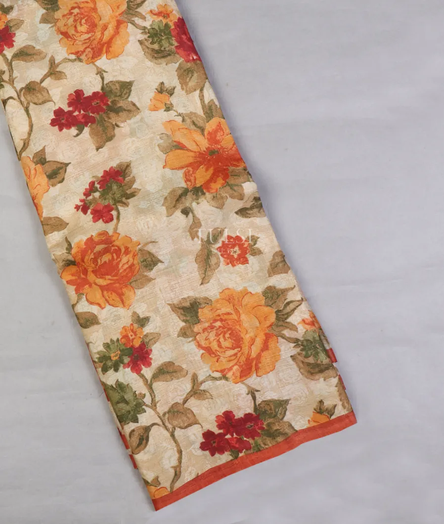 Beige Tussar Printed Saree T641215-image