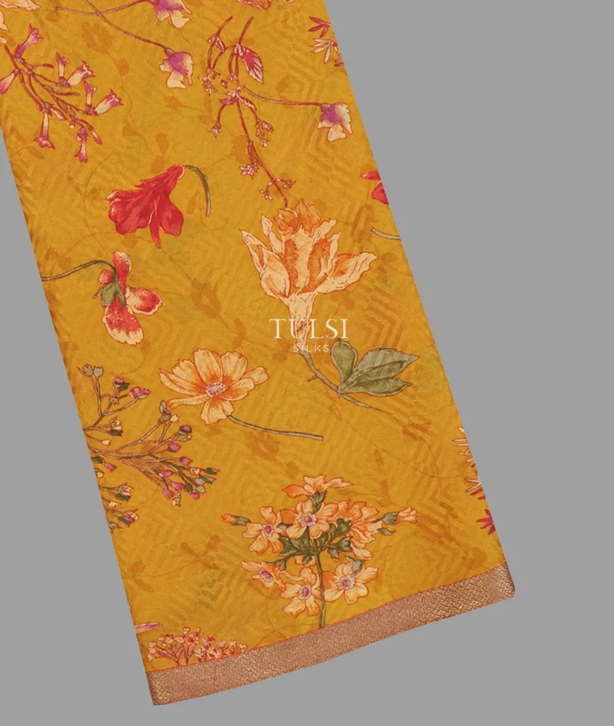 Yellow Crepe Silk Saree T631729-image