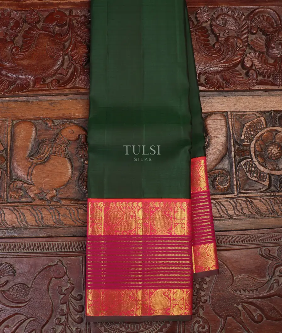 Bottle Green Kanjivaram Silk Saree T646765-image