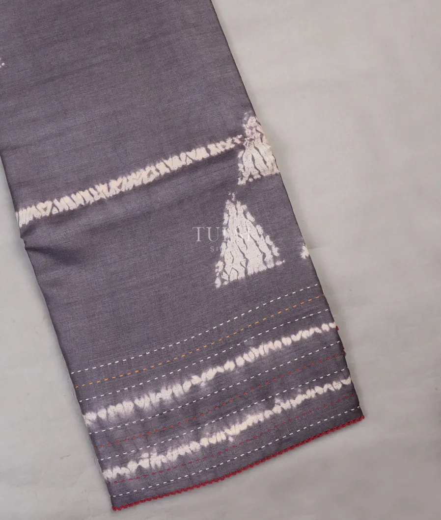 Purplish Grey Tussar Printed Saree T621644-1-image