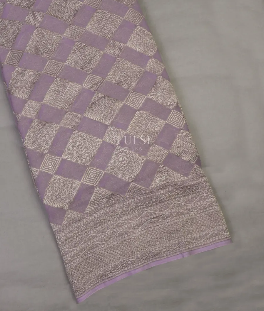 Lavender Banaras Georgette Silk Saree T595828-image
