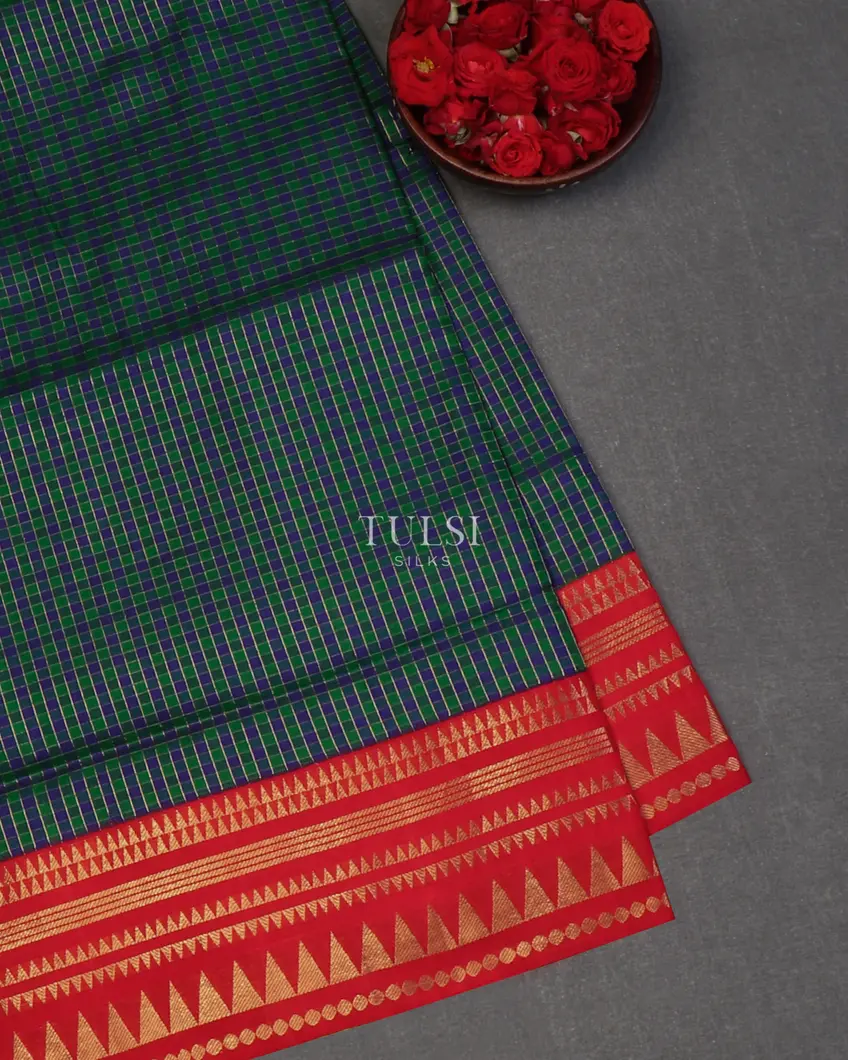Blue and Green Soft Silk Saree T582502-image