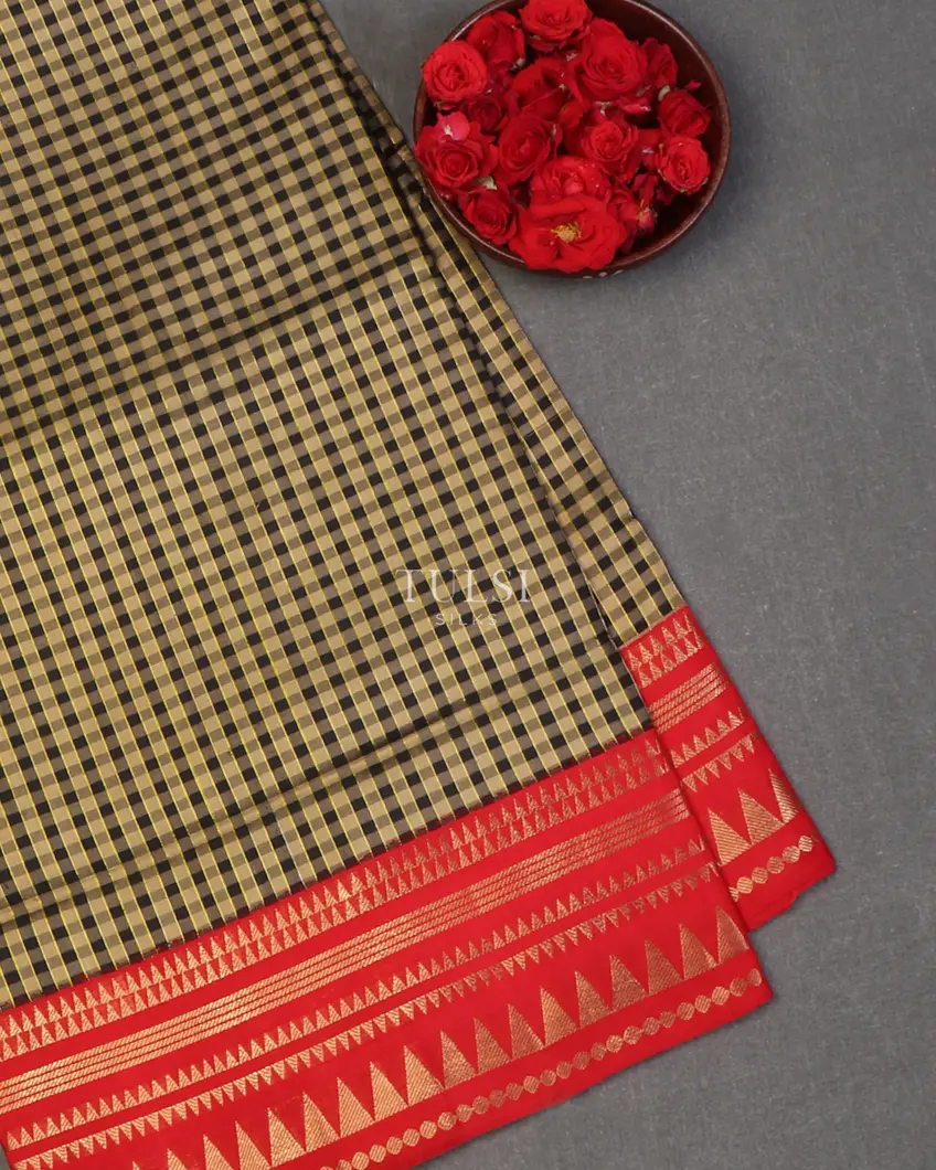 Black and Beige Soft Silk Saree T582503-image