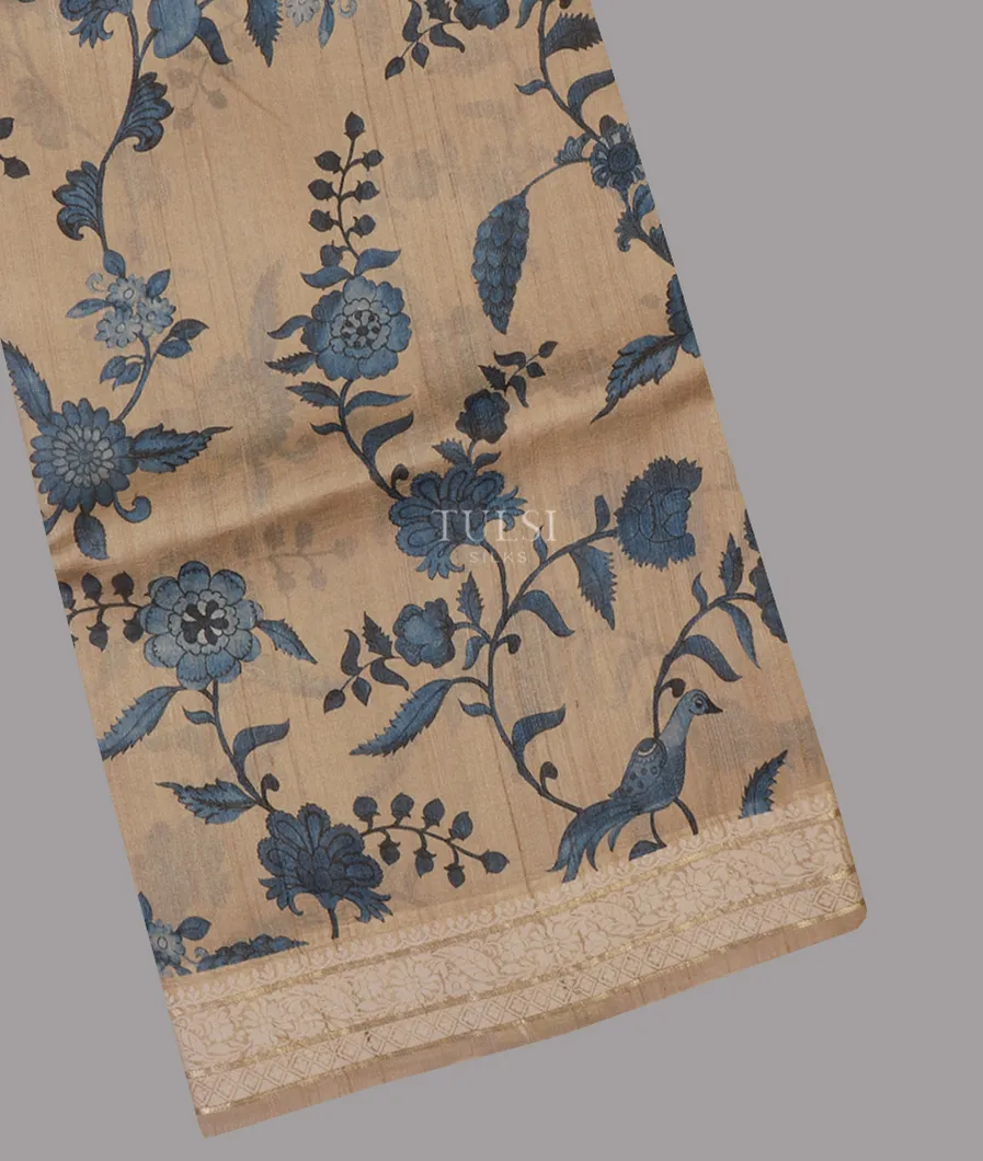 Beige Tussar Printed Saree T645550-image
